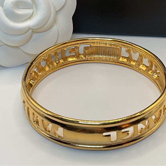 CHANEL Gold Cut Out Logo Bangle - Picture 5 of 10